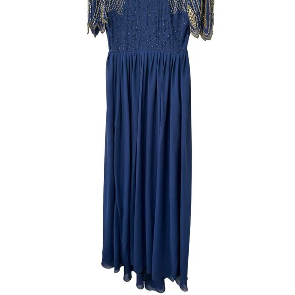 ASOS Virgos Lounge Lena Navy Beaded Maxi Dress Size 6 - Picture 4 of 16